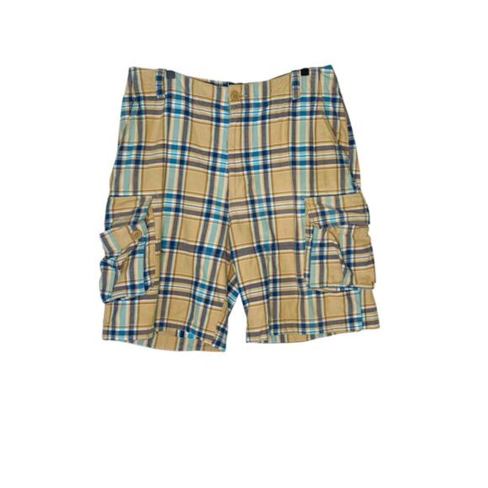 Duck Head Cargo Shorts Mens Sz 34 Blue/Beige Plaid‎ Utility Gorpcore Preppy Y2K